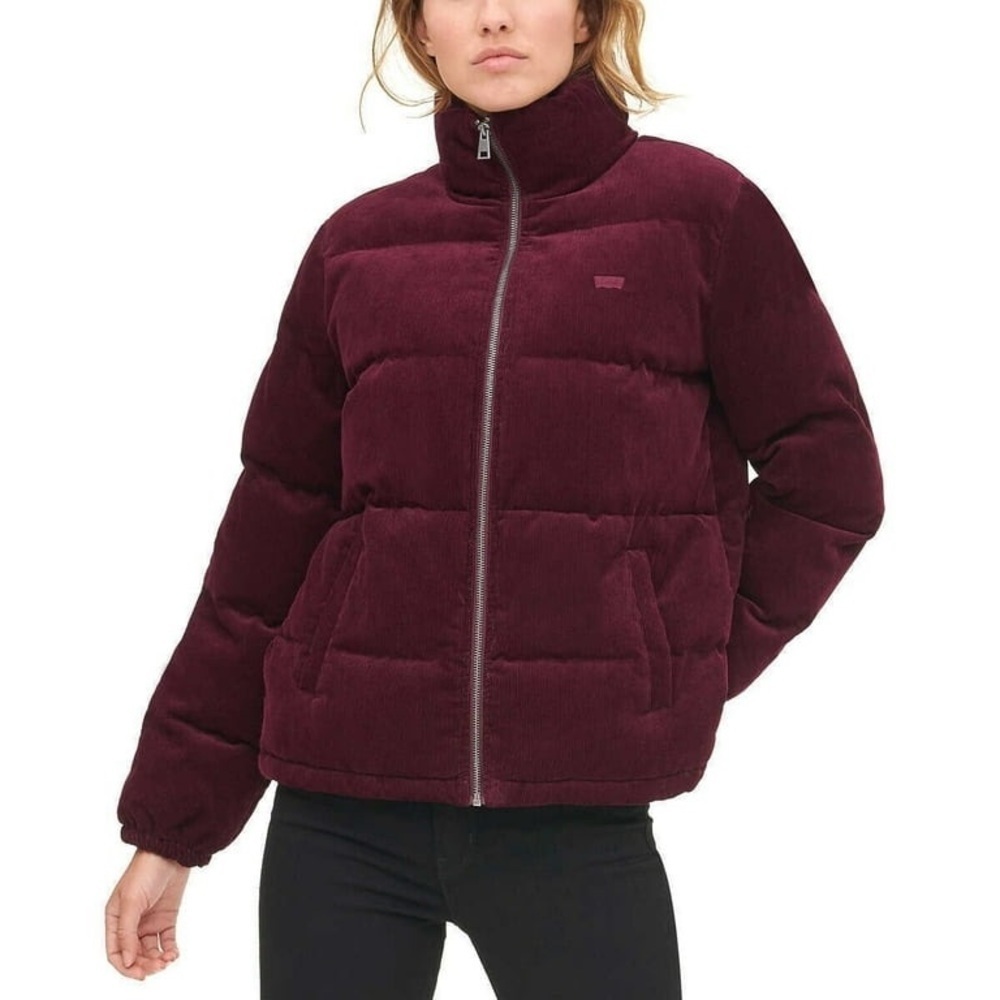 Levi's Zoe Corduroy Jacket Size XXL Full Zip Coat Burgundy Puffer Red Purple